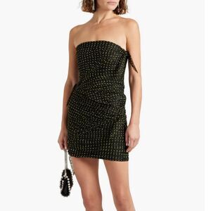 PHILOSOPHY DI LORENZO SERAFINI Ruched polka-dot tulle mini dress black yellow 10